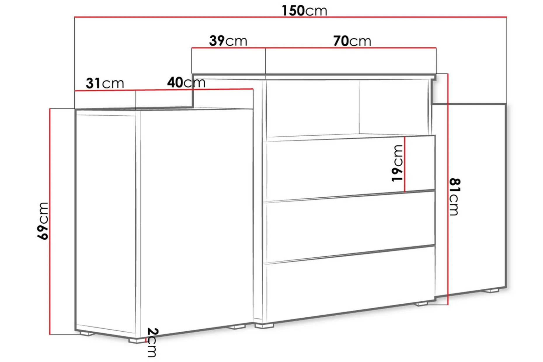 Kommode 150 cm