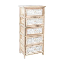 Kommode HOME4YOU Kaseke med 5 oppbevaringsrom 40x29x90 cm natur