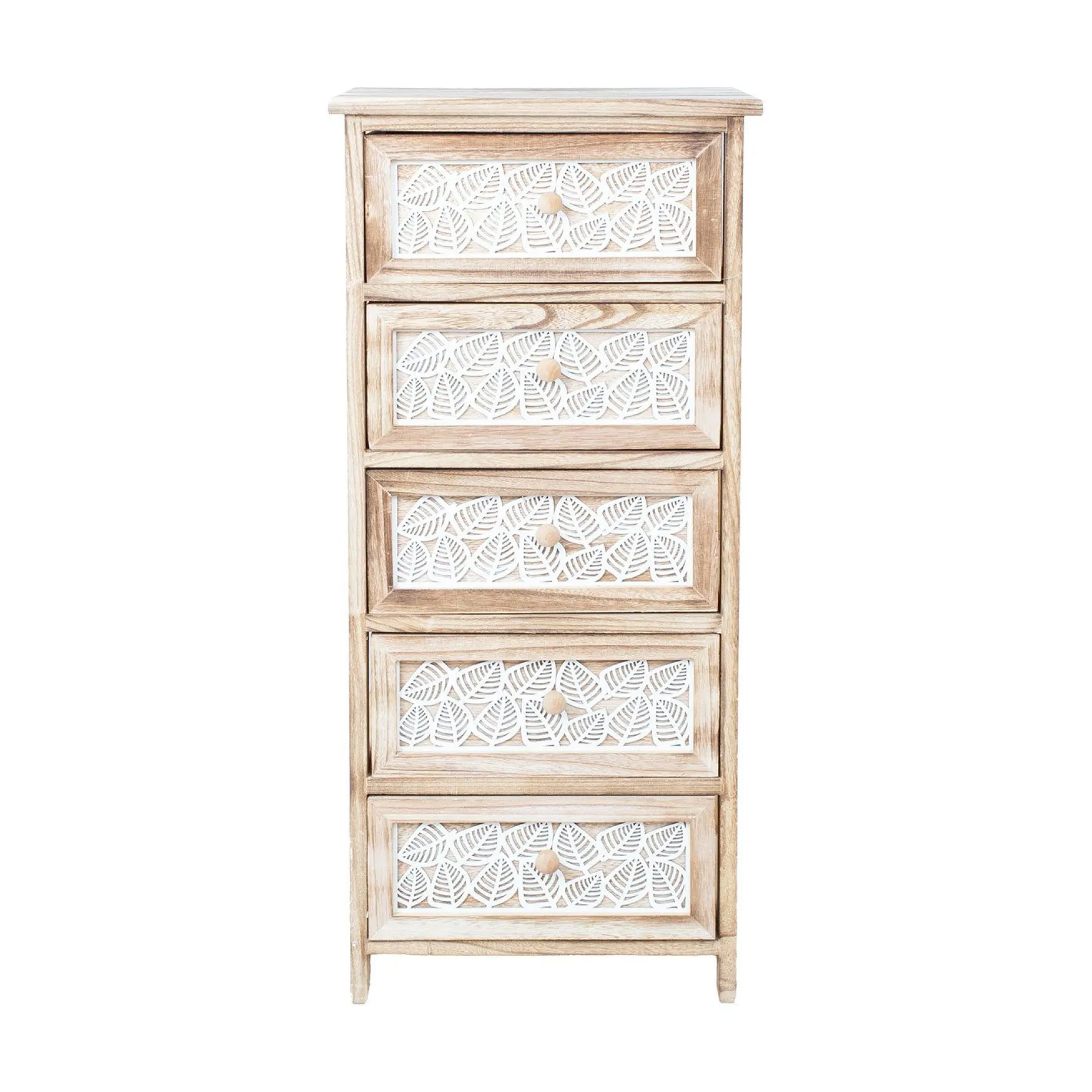 Kommode HOME4YOU Kaseke med 5 oppbevaringsrom 40x29x90 cm natur