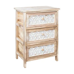 Kommode HOME4YOU Kaseke med 3 oppbevaringsenheter 40x29x58 cm natur