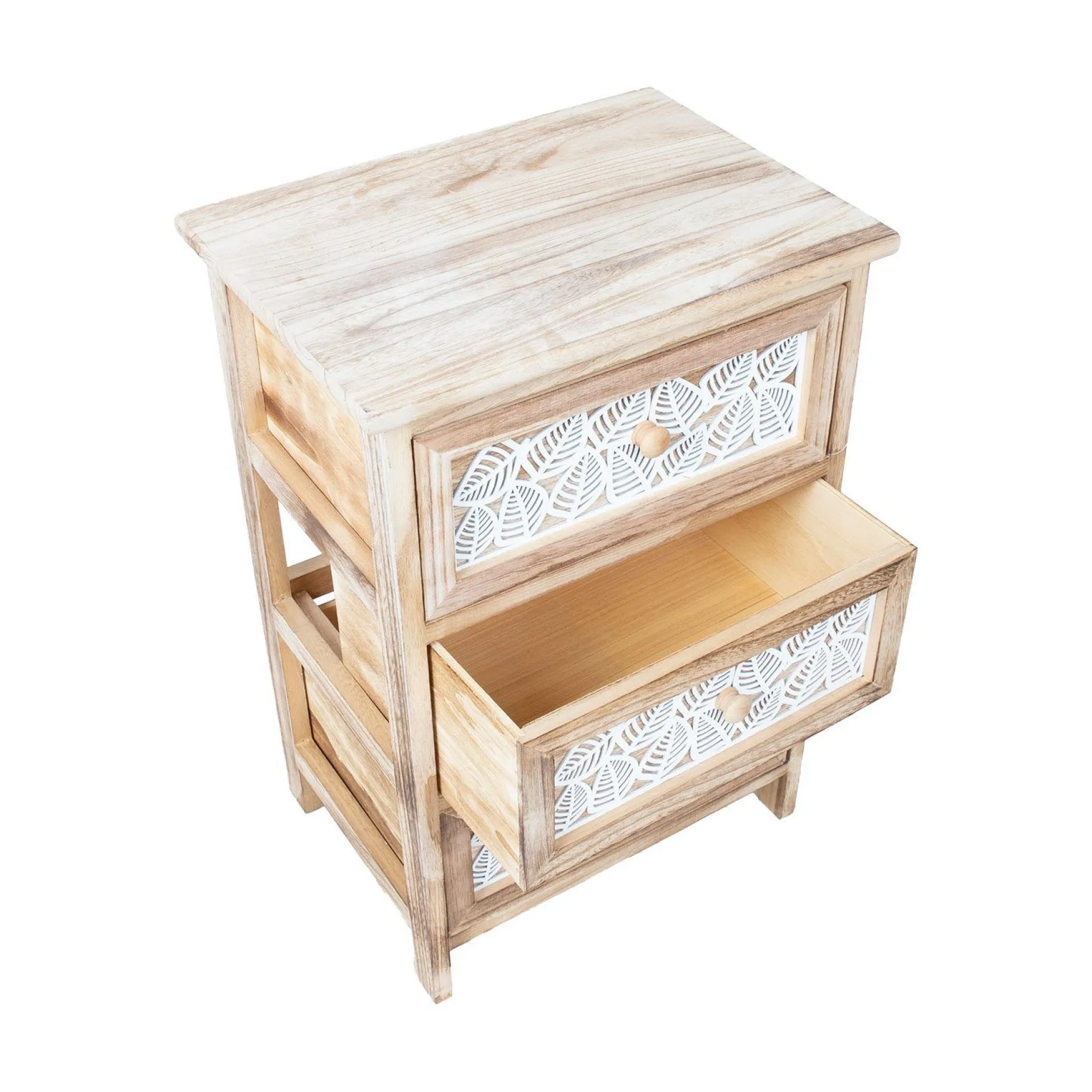 Kommode HOME4YOU Kaseke med 3 oppbevaringsenheter 40x29x58 cm natur