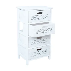 Kommode HOME4YOU Mihkli med 4 oppbevaringsenheter 40x29x73 cm Hvit