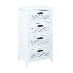 Kommode HOME4YOU Mihkli med 4 oppbevaringsenheter 40x29x73 cm Hvit