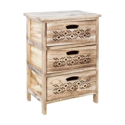 Kommode HOME4YOU Mihkli med 3 oppbevaringsenheter 40x29x58 cm Natur