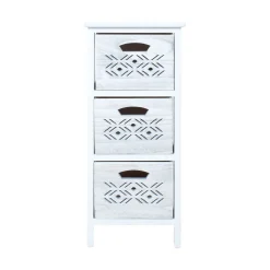 Kommode HOME4YOU Mihkli med 3 oppbevaringsenheter 26x32x63 cm hvit