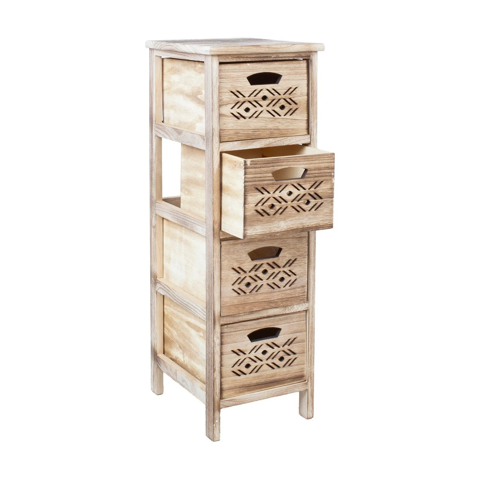 Kommode HOME4YOU Mihkli med 4 oppbevaringsenheter 26x32x81 cm natur