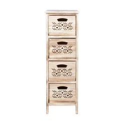 Kommode HOME4YOU Mihkli med 4 oppbevaringsenheter 26x32x81 cm natur