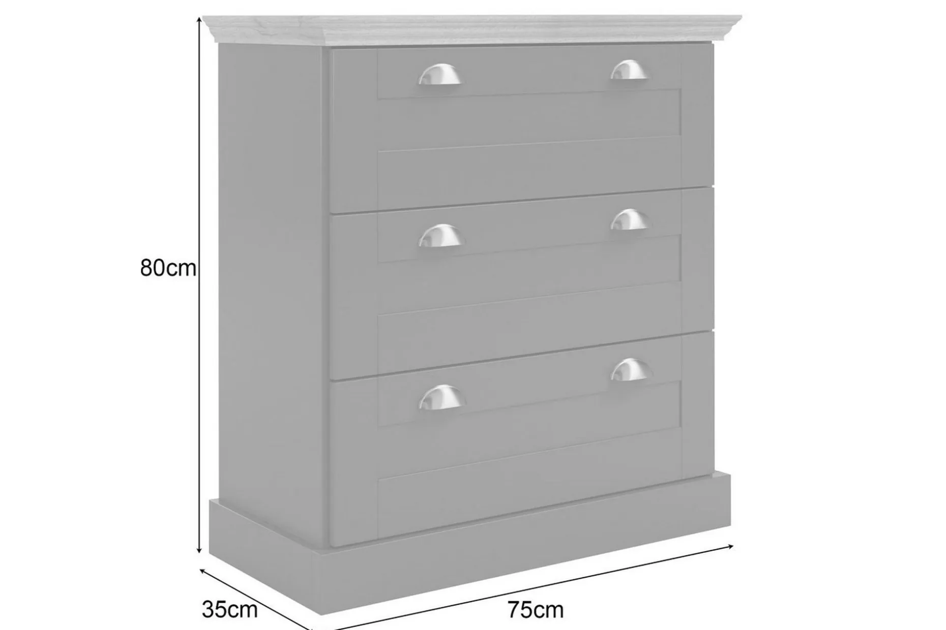 Kommode Motala 75x35x80 cm, Hvit