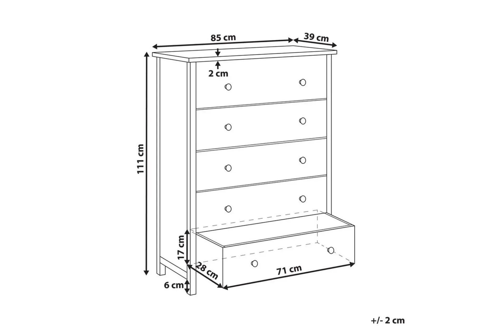 Kommode Salton 85x39x111 cm