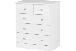 Kommode Wohnling med 5 skuffer klassisk moderne stil Hvit