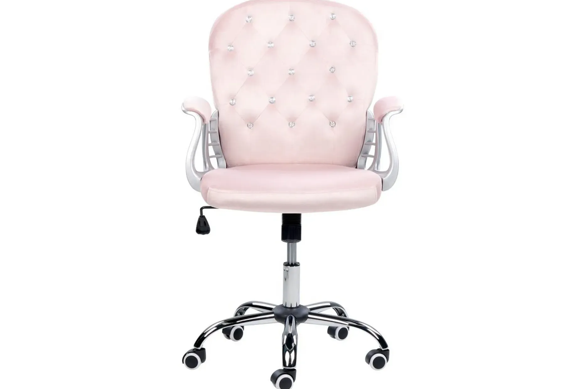 Kontorstol med krystaller Princess Pastellrosa/Sølv/Svart