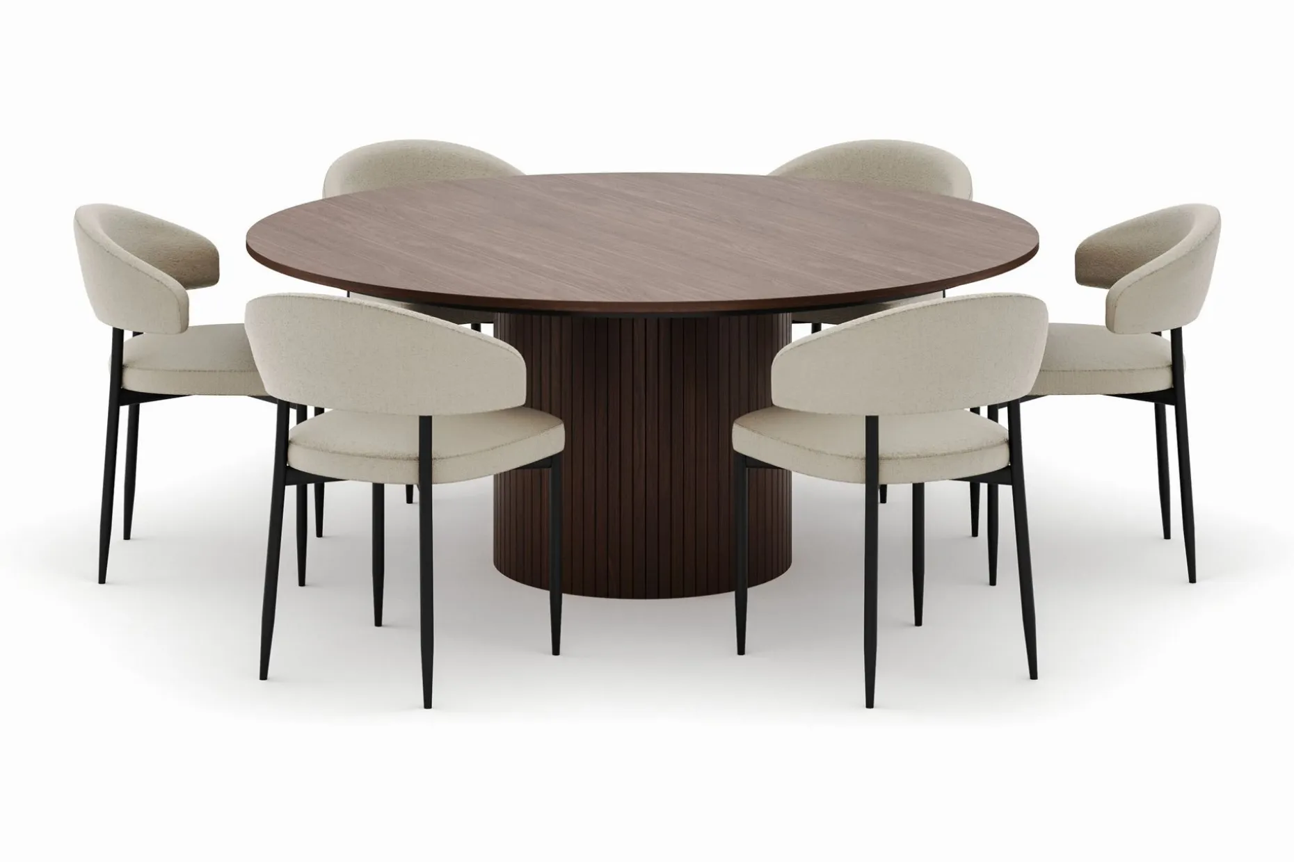 Kopparbo Rundt Spisebord 180 cm med 6 Sawako Stoler