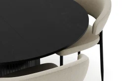 Kopparbo Rundt Spisebord 130 cm Uttrekkbart med 4 Sawako Stoler