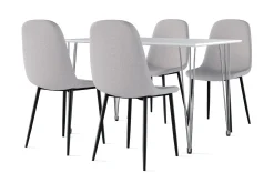 Kronblom Spisebord 120 cm + 4 stk Nibe stol grå med svarte ben