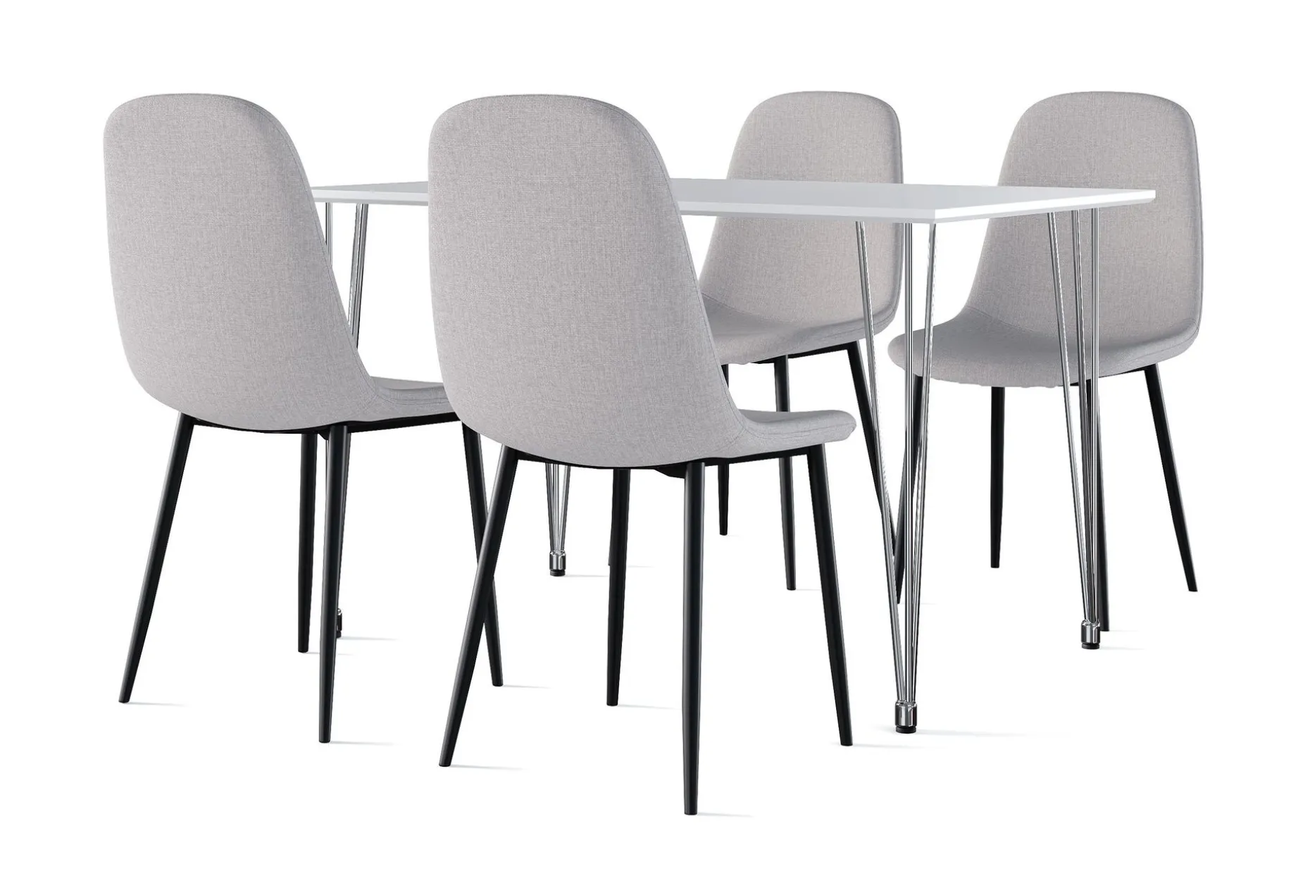 Kronblom Spisebord 120 cm + 4 stk Nibe stol grå med svarte ben