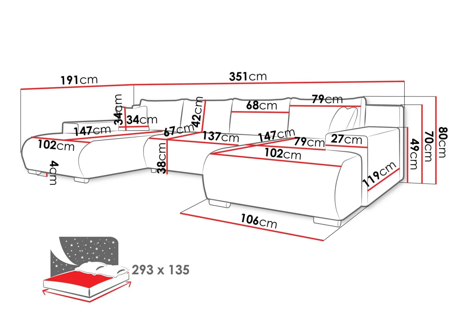 Krysen Sovesofa Dubbeldivan 4-sits