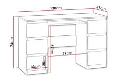 Kubana Skrivebord 130 cm med Oppbevaringsskuffer