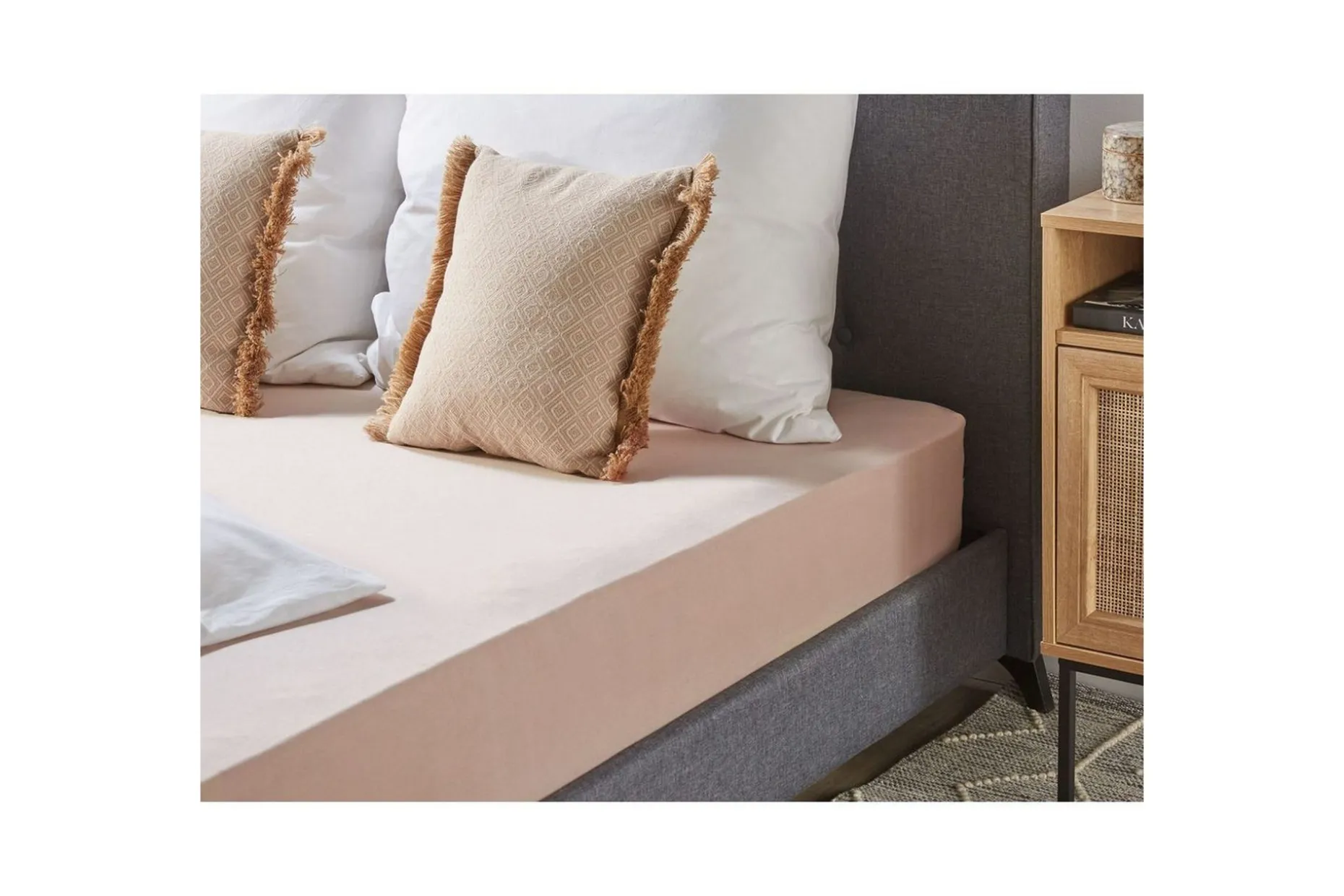 Laken med strikk Hofuf Beige, 160x200 cm
