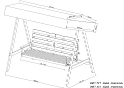Landet Hammock Gyngesofa med tak i akasie tre inkludert puter 195x125x159