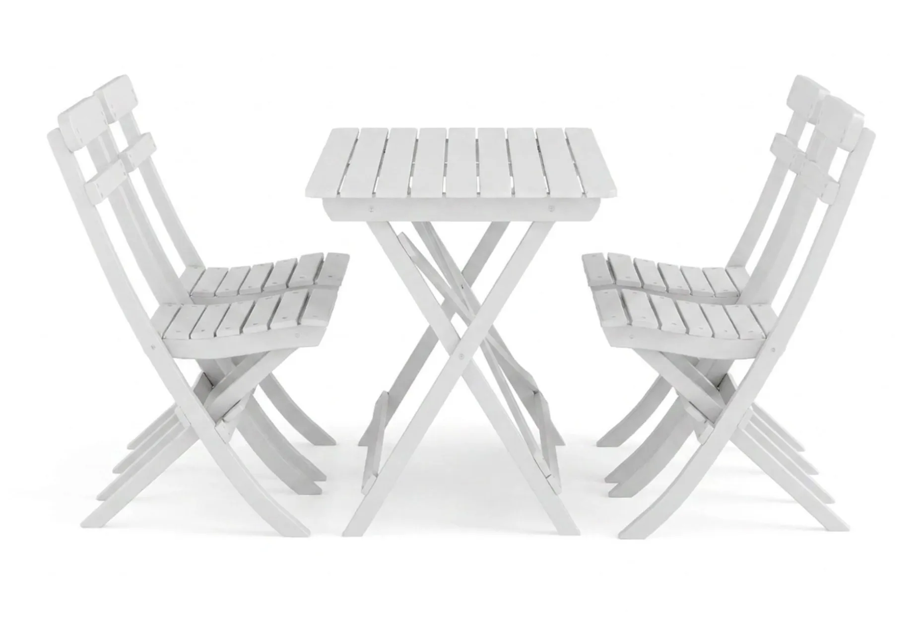 Landet utendørs spisegruppe 118x70x74 cm med 4 klappstoler