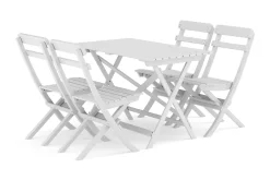 Landet utendørs spisegruppe 118x70x74 cm med 4 klappstoler