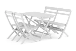 Landet utendørs spisegruppe 118x70x74 cm med sofa og 2 klappstoler