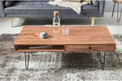 Langner Sofabord 60 cm med Oppbevaring 2 Skuffer + Hyller