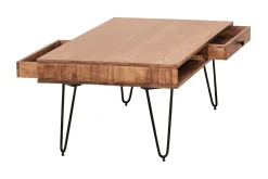 Langner Sofabord 60 cm med Oppbevaring 2 Skuffer + Hyller