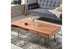 Langner Sofabord 60 cm med Oppbevaring 2 Skuffer + Hyller