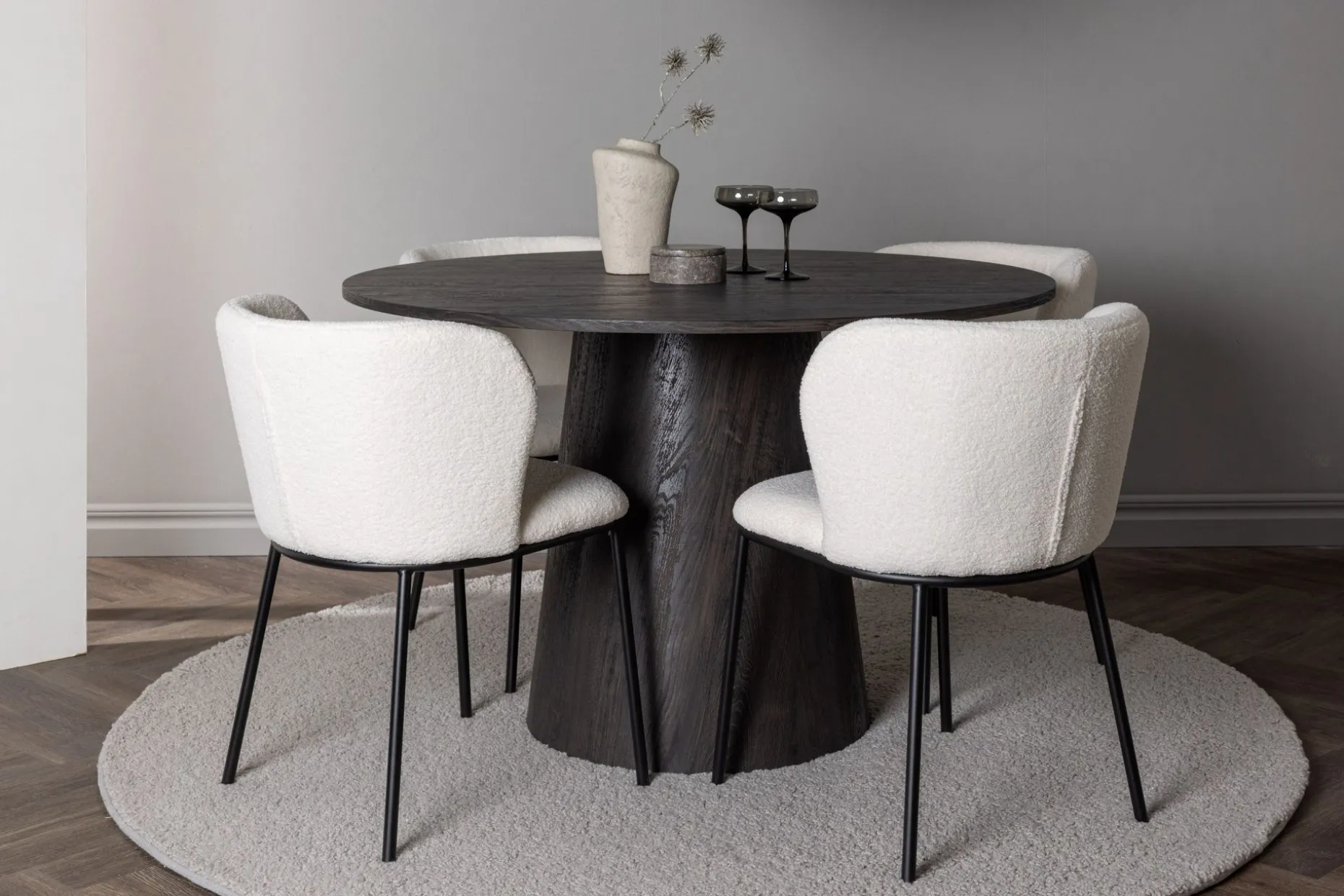 Lanzo Matgruppe 120 cm Rund med 4 Edina Stoler