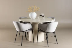 Lanzo Spisegruppe 120 cm Rund med 4 Evelina stoler