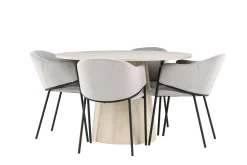 Lanzo Spisegruppe 120 cm Rund med 4 Evelina stoler