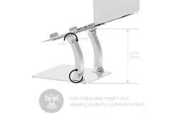 Laptopstativ Desire2 Dual Pivot Riser Justerbar Aluminium Sølv