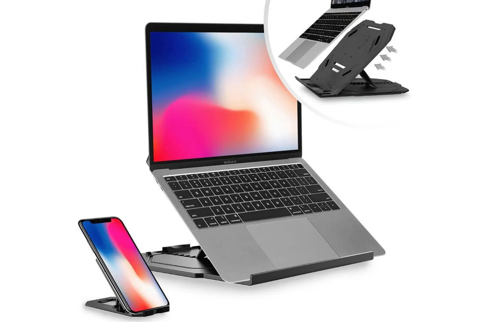 Laptopstativ Desire2 2-i-1 360 Roterbar Svart