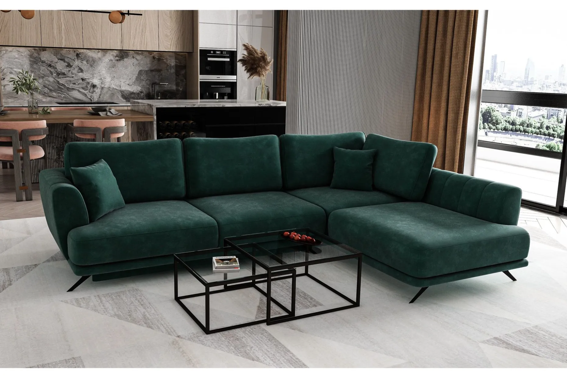 Larde sofa med Sjeselong Høyre