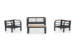 Lassento Cafésett 137 cm + 2-seters Sofa + 2 Lenestoler