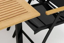 Las Vegas utendørs spisegruppe, uttrekkbar 152–210x90 cm med 6 Las Vegas regulerbare stoler