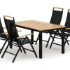 Las Vegas utendørs spisegruppe, uttrekkbar 152–210x90 cm med 4 Las Vegas regulerbare stoler