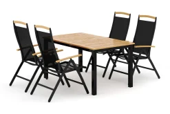 Las Vegas utendørs spisegruppe, uttrekkbar 152–210x90 cm med 4 Las Vegas regulerbare stoler