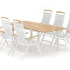 Las Vegas utendørs spisegruppe, uttrekkbar 152–210x90 cm med 6 Las Vegas regulerbare stoler