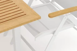 Las Vegas utendørs spisegruppe, uttrekkbar 152–210x90 cm med 6 Las Vegas regulerbare stoler