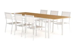 Las Vegas Uttrekkbart Spisebord 220-280 cm med 6 Las Vegas Armstoler