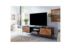 Lavbord Wohnling Eikentre foliert med 2 dører oppbevaringsbrett metallben landlig stil