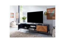 Lavbord Wohnling Eikentre foliert med 2 dører oppbevaringsbrett metallben landlig stil