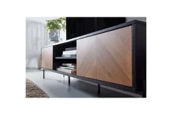 Lavbord Wohnling Eikentre foliert med 2 dører oppbevaringsbrett metallben landlig stil