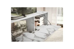 Lavbord Wohnling Foliert oppheng med klaffdør Moderne Marmor, Hvit, 160 cm