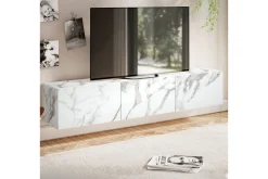 Lavbord Wohnling Foliert oppheng med klaffdør Moderne Marmor, Hvit, 160 cm