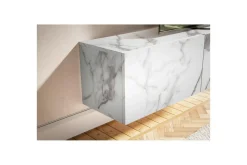 Lavbord Wohnling Foliert oppheng med klaffdør Moderne Marmor, Hvit, 160 cm