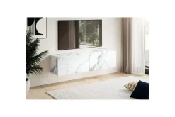 Lavbord Wohnling Foliert oppheng med klaffdør Moderne Marmor, Hvit, 120 cm