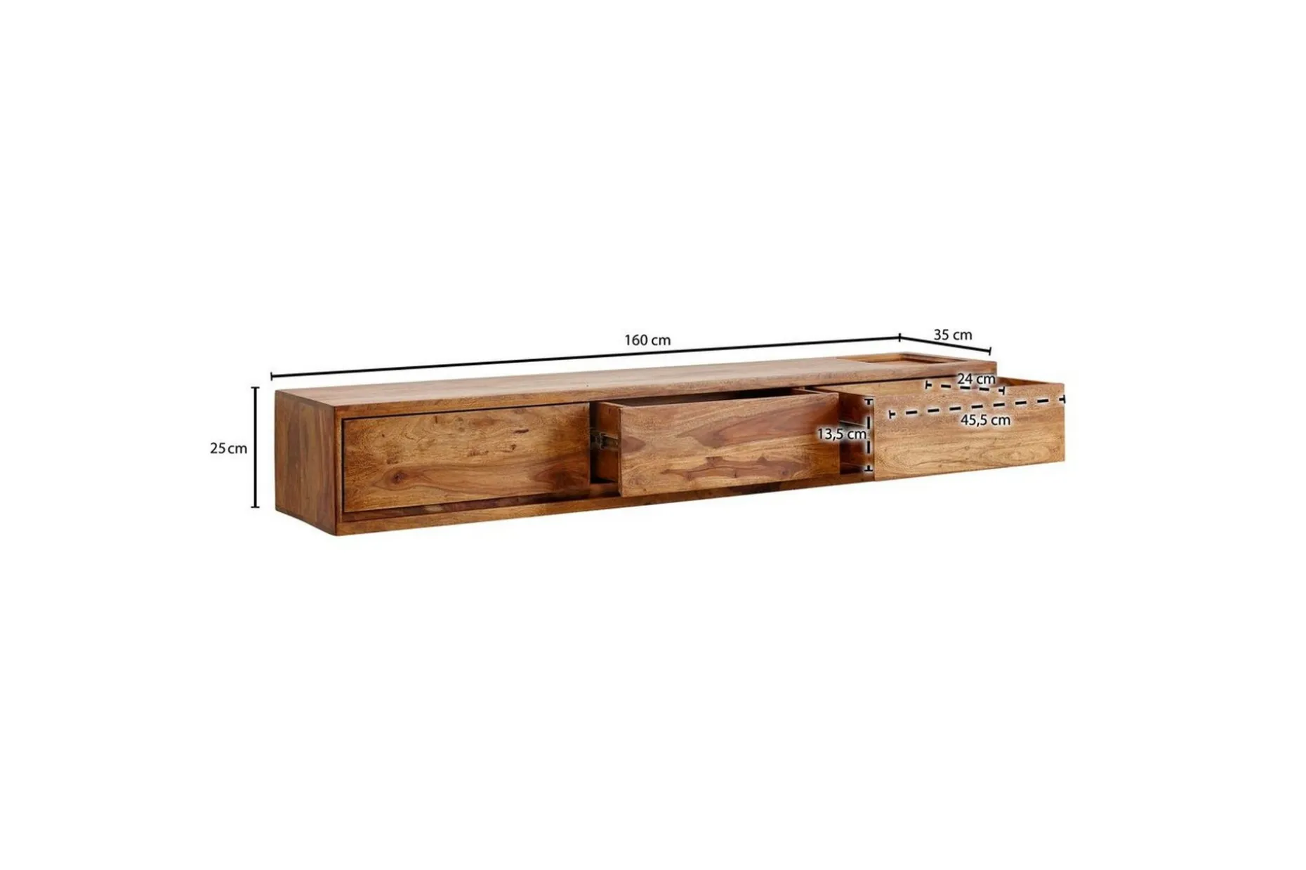 Lavbord Wohnling Massivt treoppheng med 3 skuffer, landlig stil